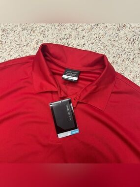 Nike Golf Polo Shirt Mens Large Red Dri-Fit Embroidered Swoosh 402394-648